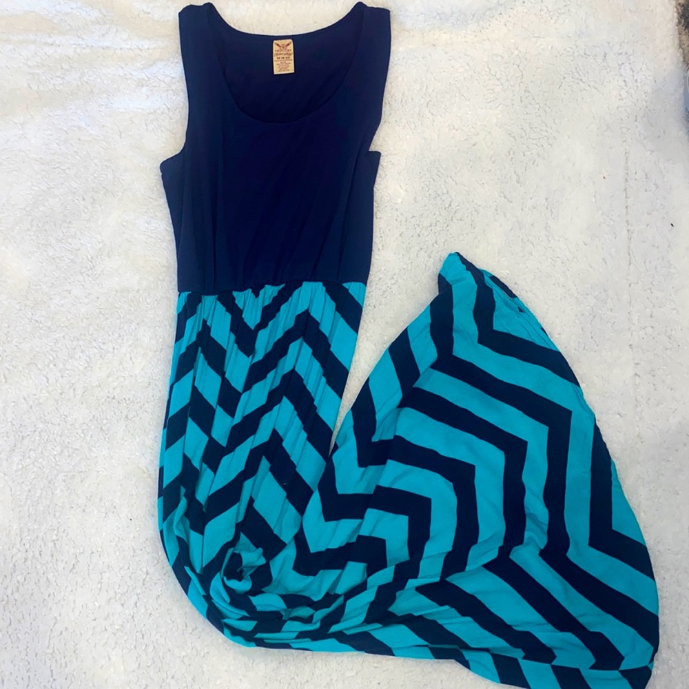 M Navy and Aqua Maxi Dress
